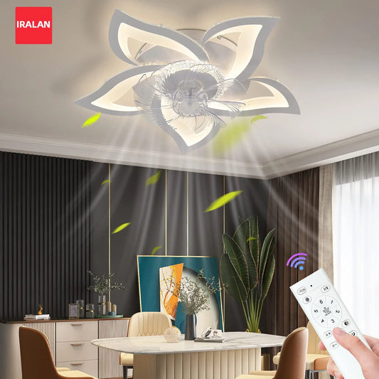 IRALAN Ceiling Fan with Lights Modern Dimmable Flower Shape