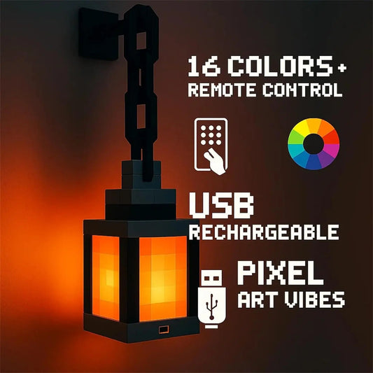 Pixel Style Night Light Portable Lantern Tabletop Ornament