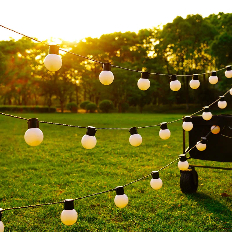 Outdoor Solar Lights White Bulbs String Lights For Garden