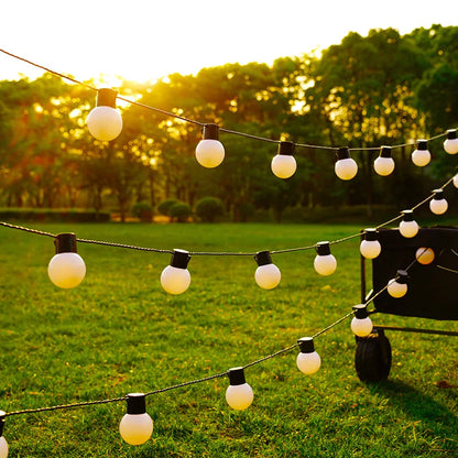 Outdoor Solar Lights White Bulbs String Lights For Garden