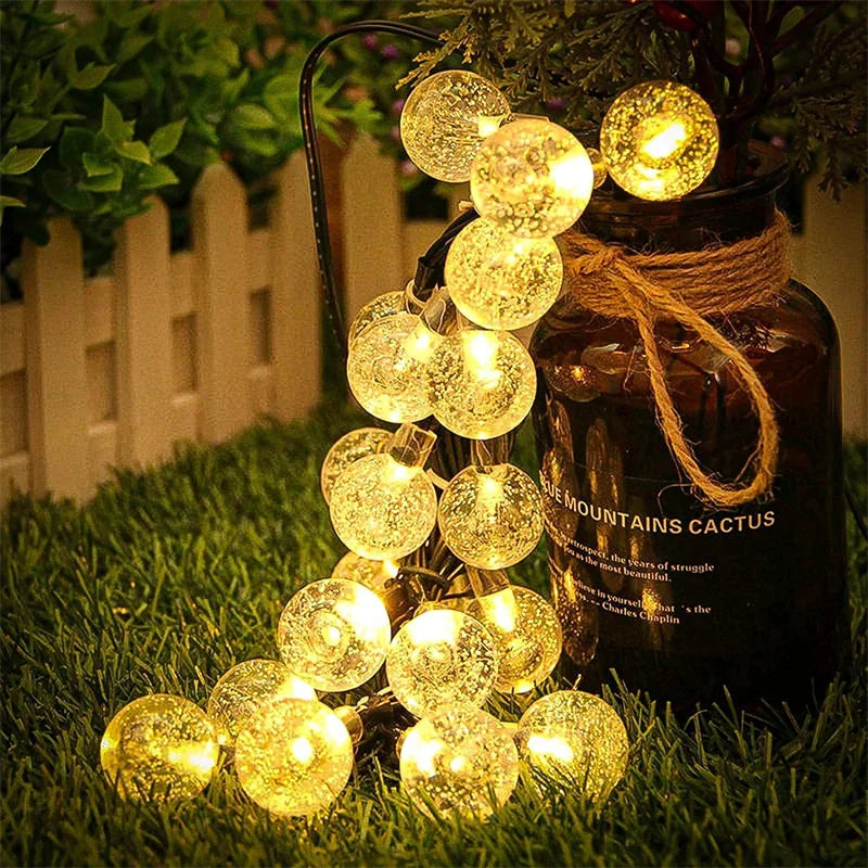 Solar String Lights Outdoor 200 Led Crystal Globe Lights