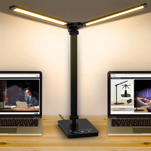 Double Head LED Desk Lamp Dual Swing-arm Table Lamp