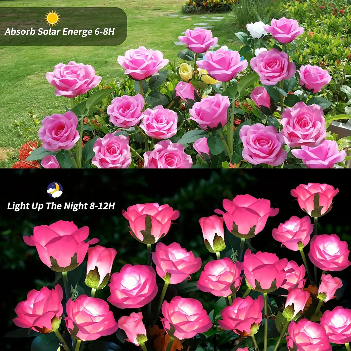 LED Solar 5-heads Rose Flower Outdoor Summer Lawn Lamp