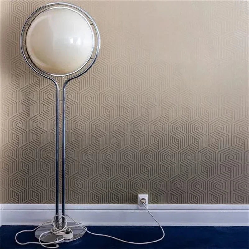 Nordic Floor Lamp Chrome Metal White Acrylic Ball Lamp