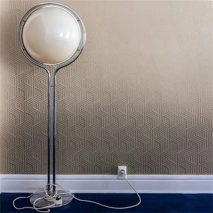 Nordic Floor Lamp Chrome Metal White Acrylic Ball Lamp