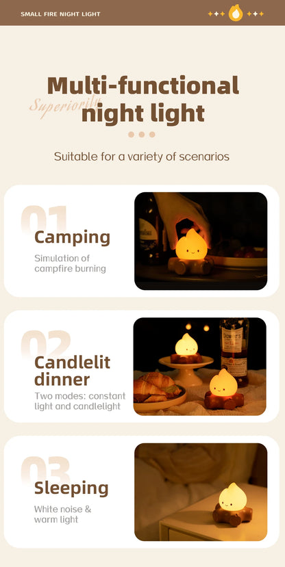 Campfire Night Lights With White Noise Creative Room Decoration