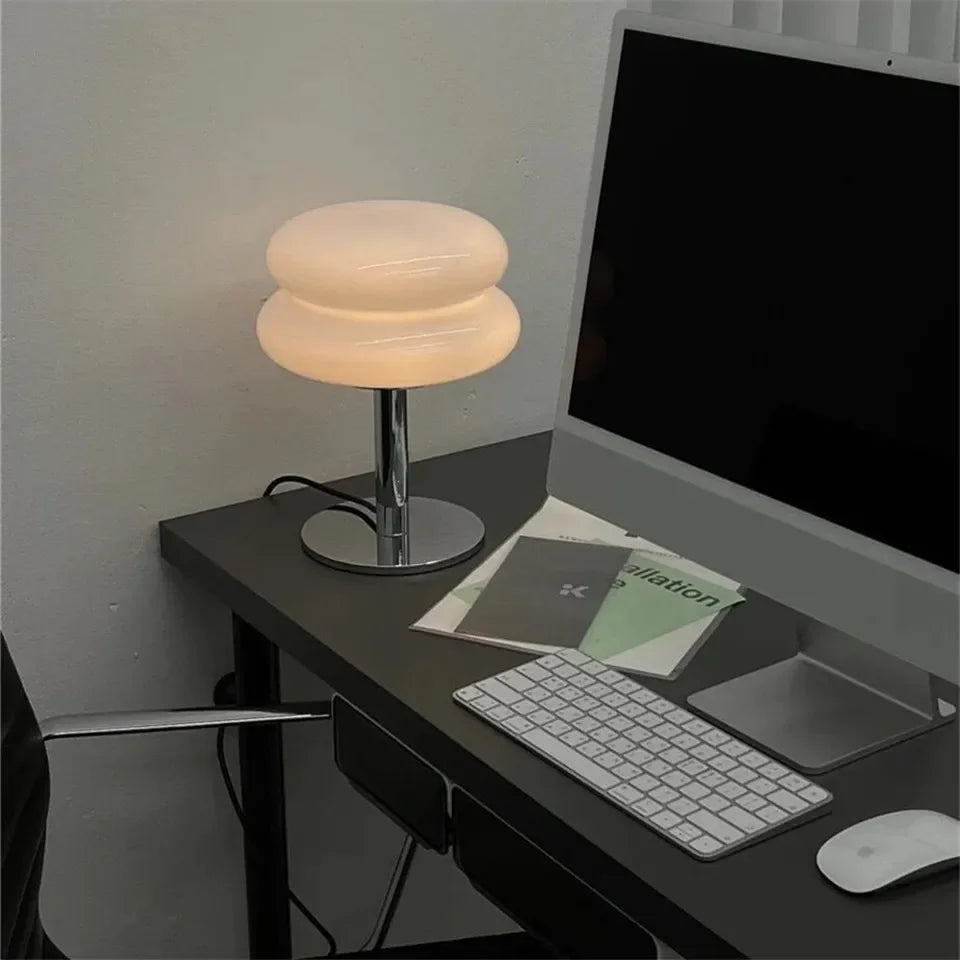 Nordic Bauhaus Macaron Glass LED Desk Lamp Dimming