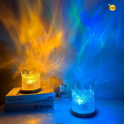 Dynamic Rotating Water Projector Night Light Flame Crystal Lamp Ocean Light