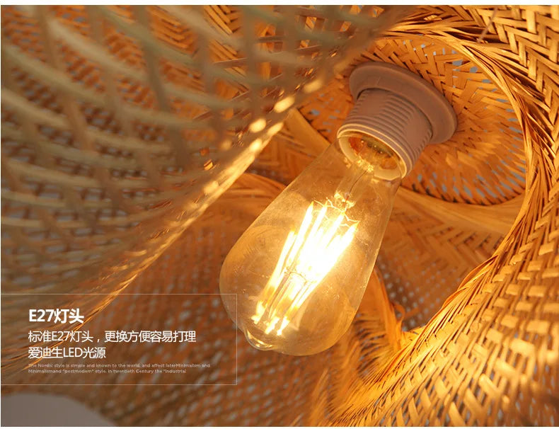 Newest Bamboo Pendant Lamp Ceiling Lights Rattan Wicker