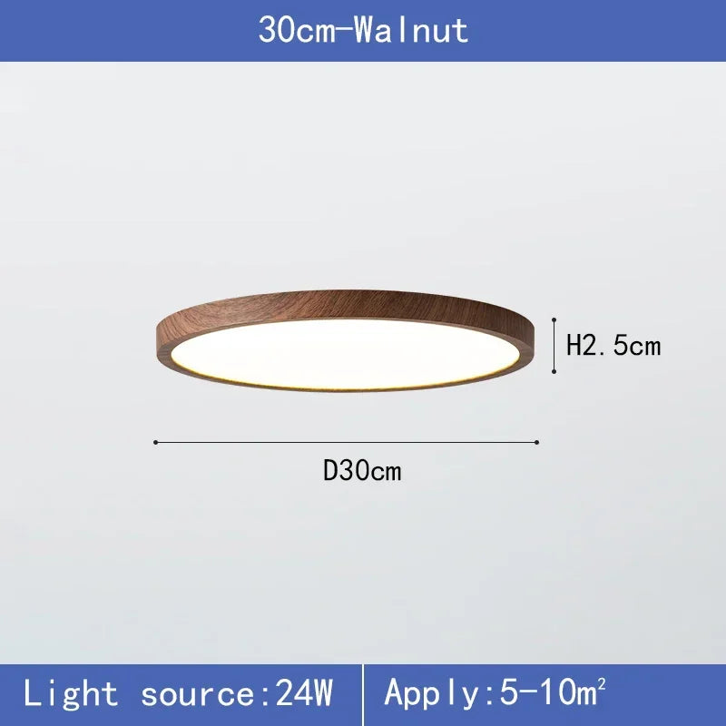 Modern LED Ceiling Light Circular Ultrathin Wood Grain