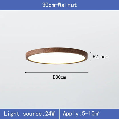 Modern LED Ceiling Light Circular Ultrathin Wood Grain