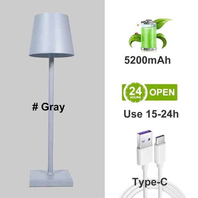 5200mAh USB Aluminum Alloy Desk Lamp LED Rechargeable