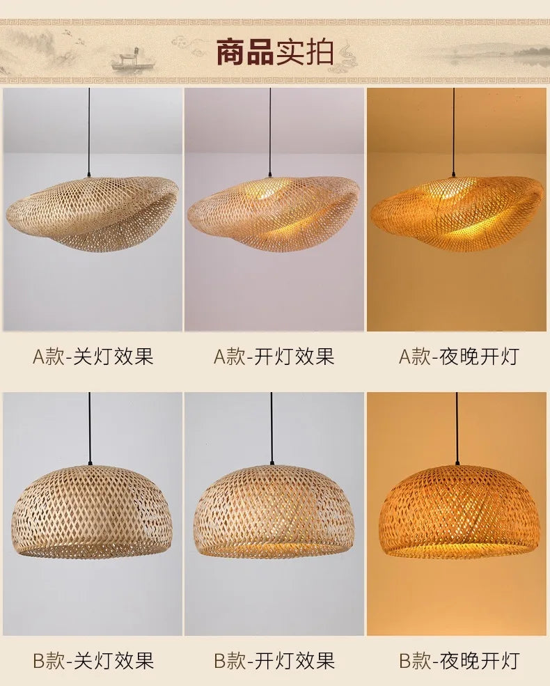 Newest Bamboo Pendant Lamp Ceiling Lights Rattan Wicker