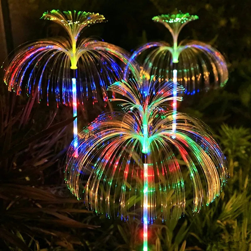 Solar Jellyfish Garden Stake Lights, Color Changing Fiber Optic Star