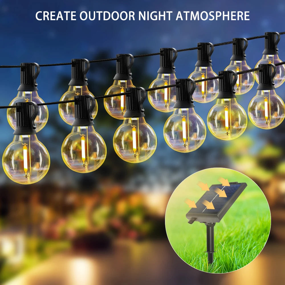 Solar String Lights Outdoor with Remote LED Shatterproof Bulbs