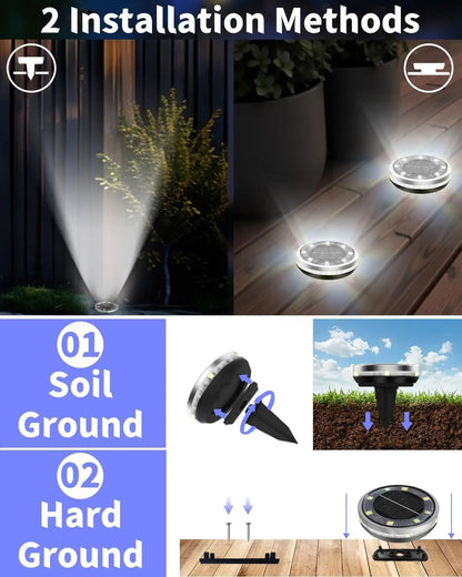 Solar Garden Lights Outdoor 8 LEDs Disk Underground Lamp