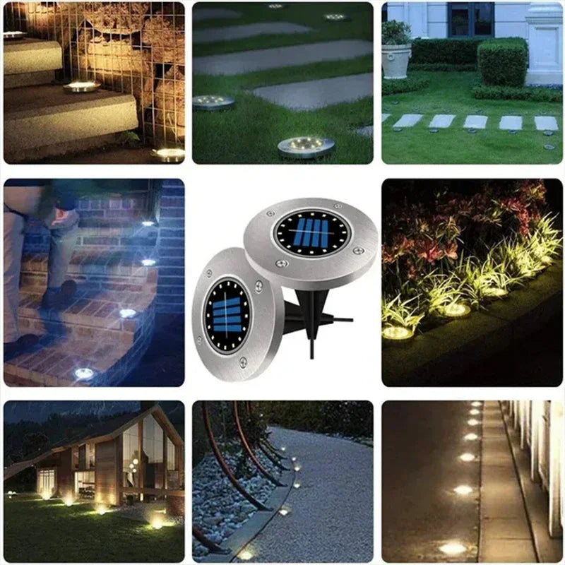 Solar Lights Outdoor 8/20LEDs Disk Underground Lamp Spotlight