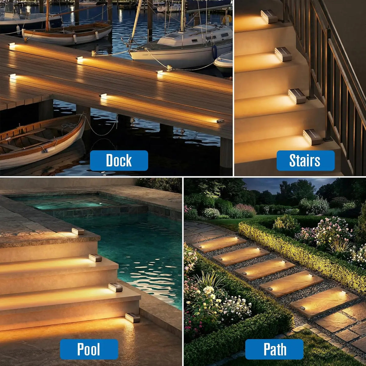 14LED 2PACK Solar Step Lights Outdoor Waterproof LED Solar