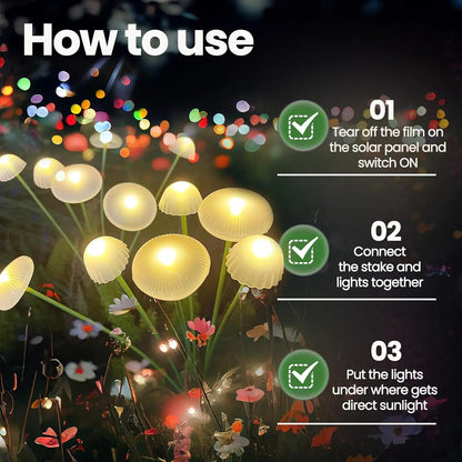 1pc Solar Mushroom Lights Dual Mode LED Waterproof Outdoor