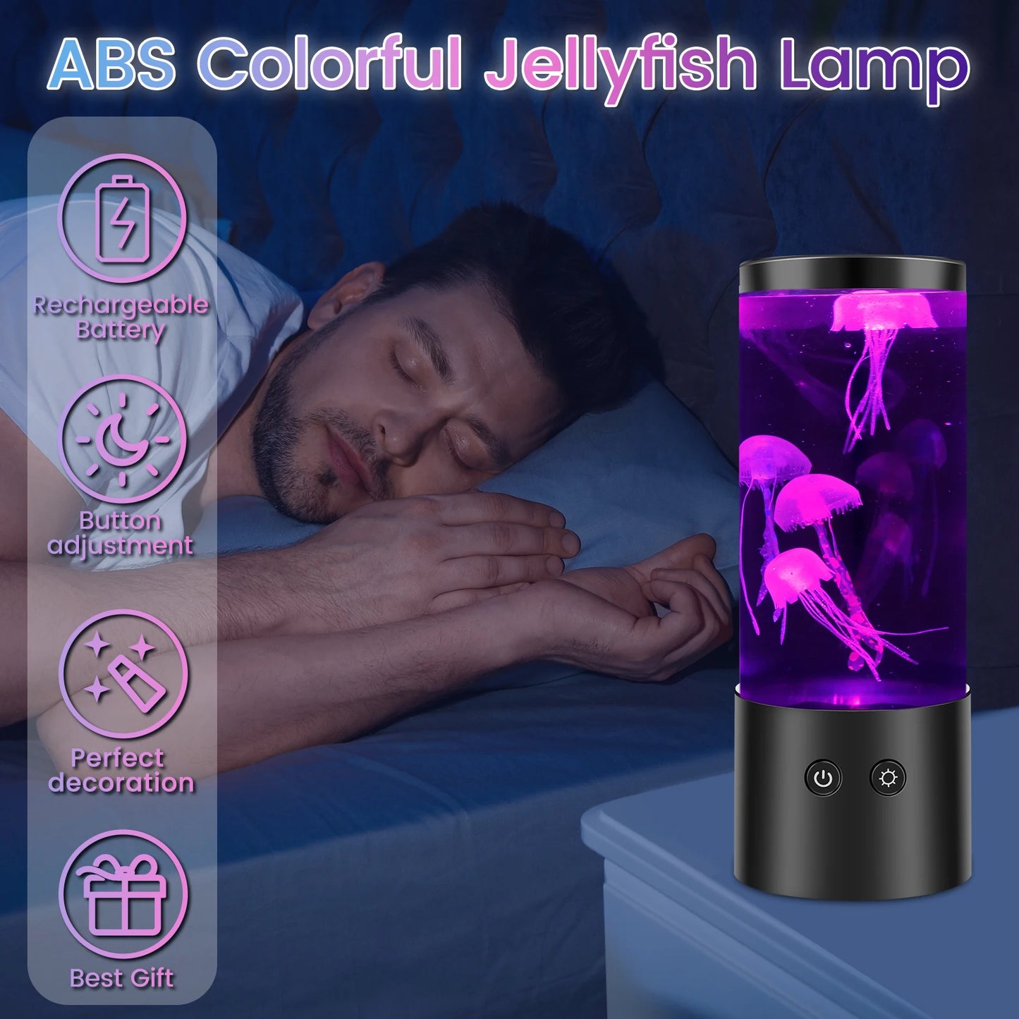 Jellyfish Night Light LED Fish Tank Lamp Desktop Decor