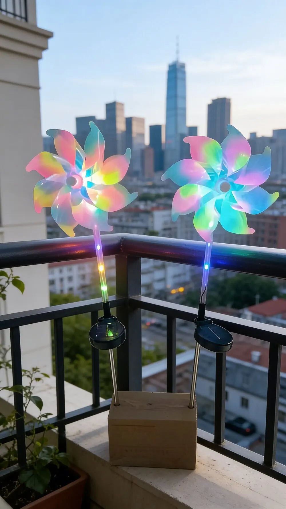1PC Colorful Windmill Solar Garden Lamp Outdoor Pathway