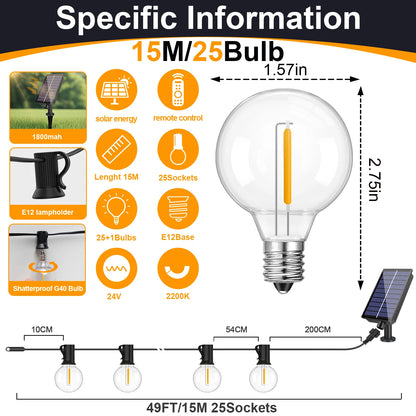 Waterproof Shatterproof Solar Hanging Lights for Backyard Bistro Decoration Light