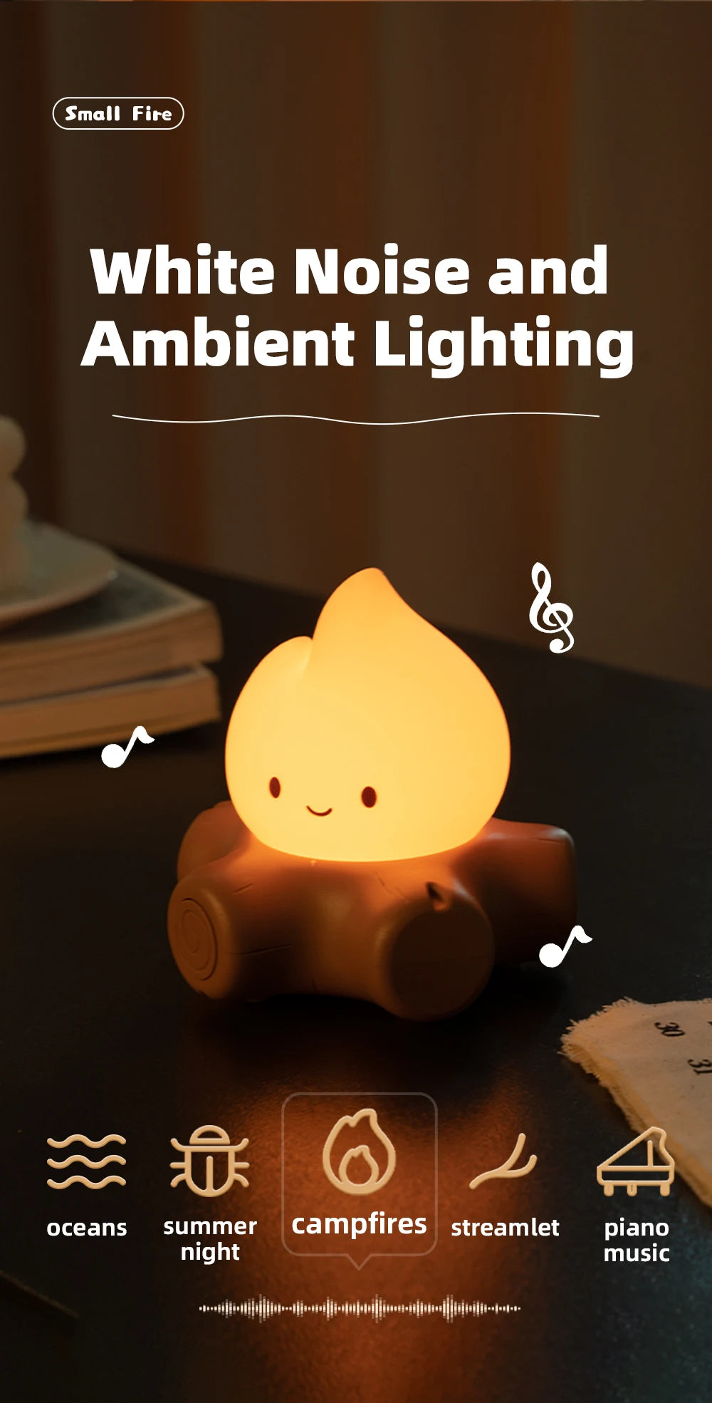 Campfire Night Lights With White Noise Creative Room Decoration