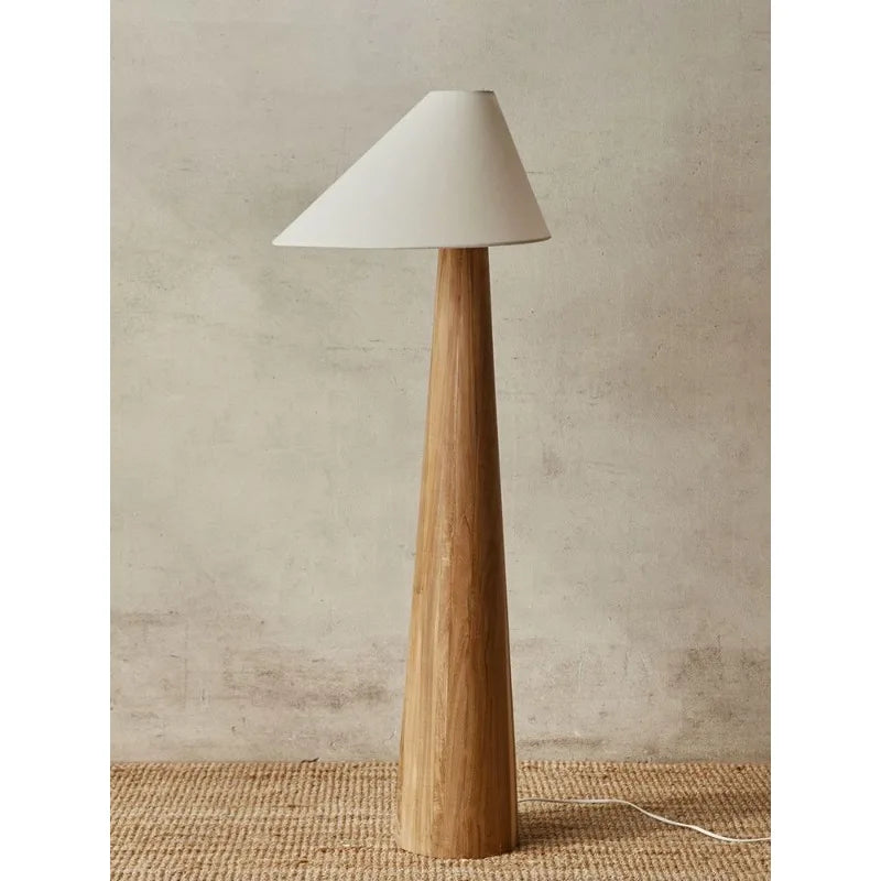 Wabi Sabi Zen Solid Oak Wood Conical Floor Lamp