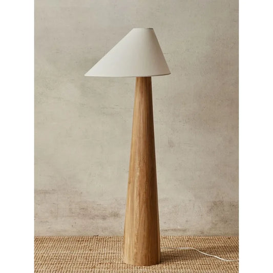 Wabi Sabi Zen Solid Oak Wood Conical Floor Lamp
