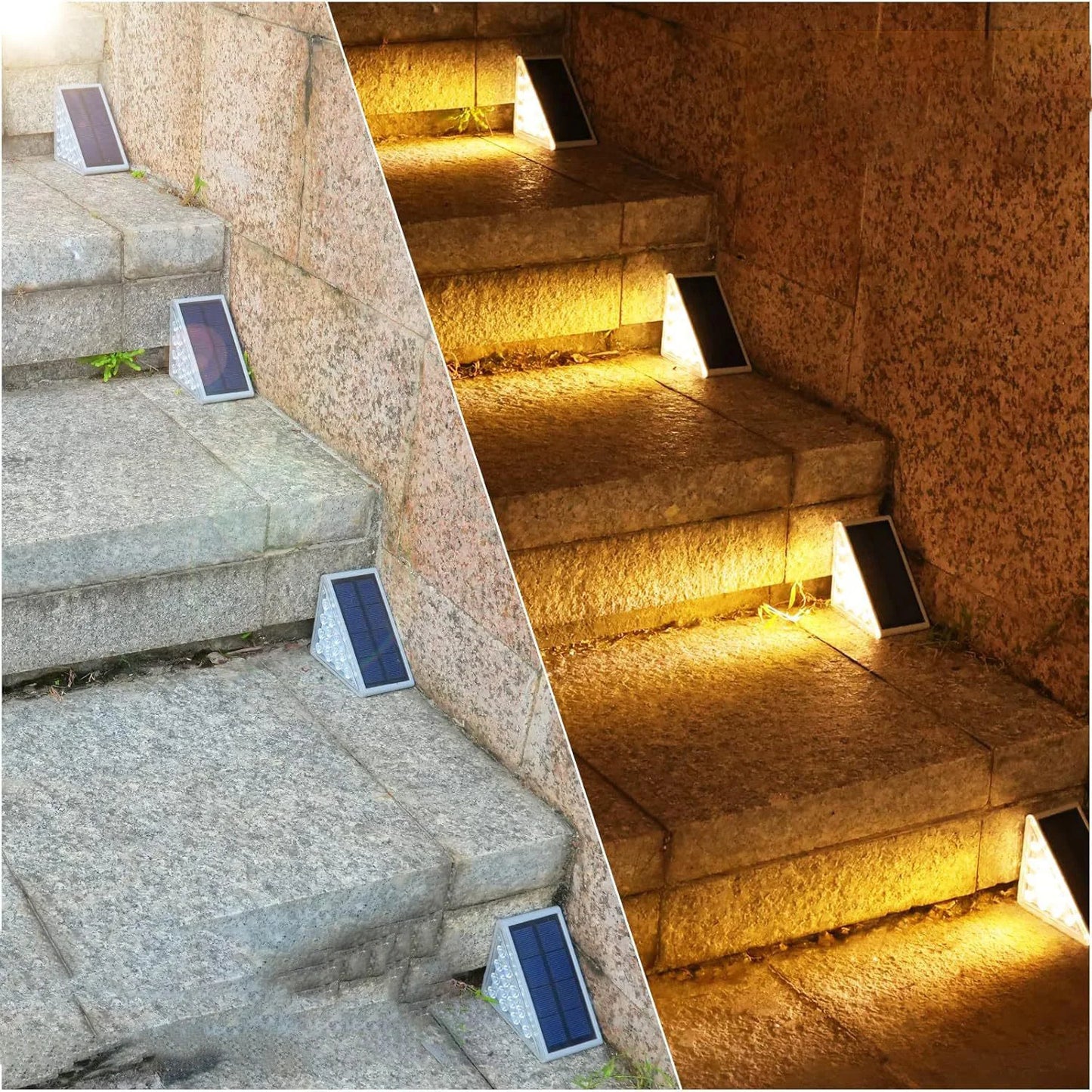 Solar powered staircase step lights, outdoor waterproof