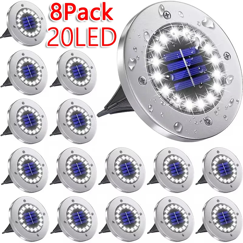 Solar Lights Outdoor 8/20LEDs Disk Underground Lamp