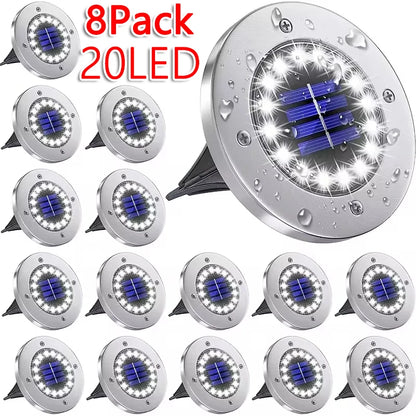 Solar Lights Outdoor 8/20LEDs Disk Underground Lamp