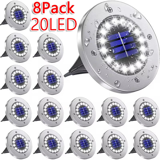 Solar Lights Outdoor 8/20LEDs Disk Underground Lamp