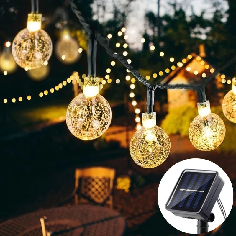 LED Solar-Powered Bubble Ball LED String Light Waterproof Outdoor