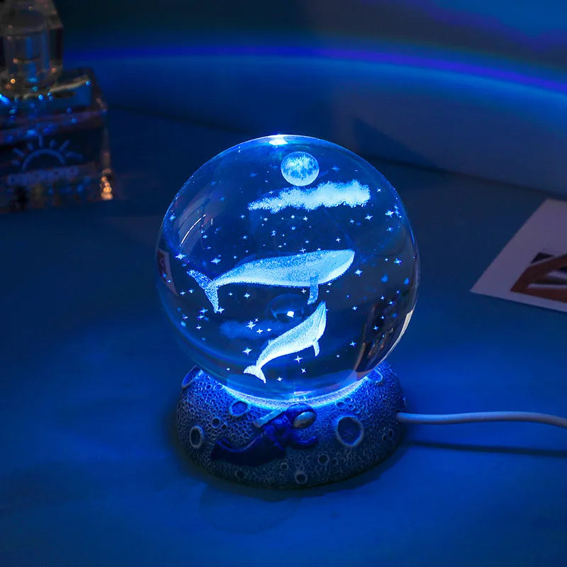 New Crystal Ball Night Light Ornament Luminous Resin Base Glass
