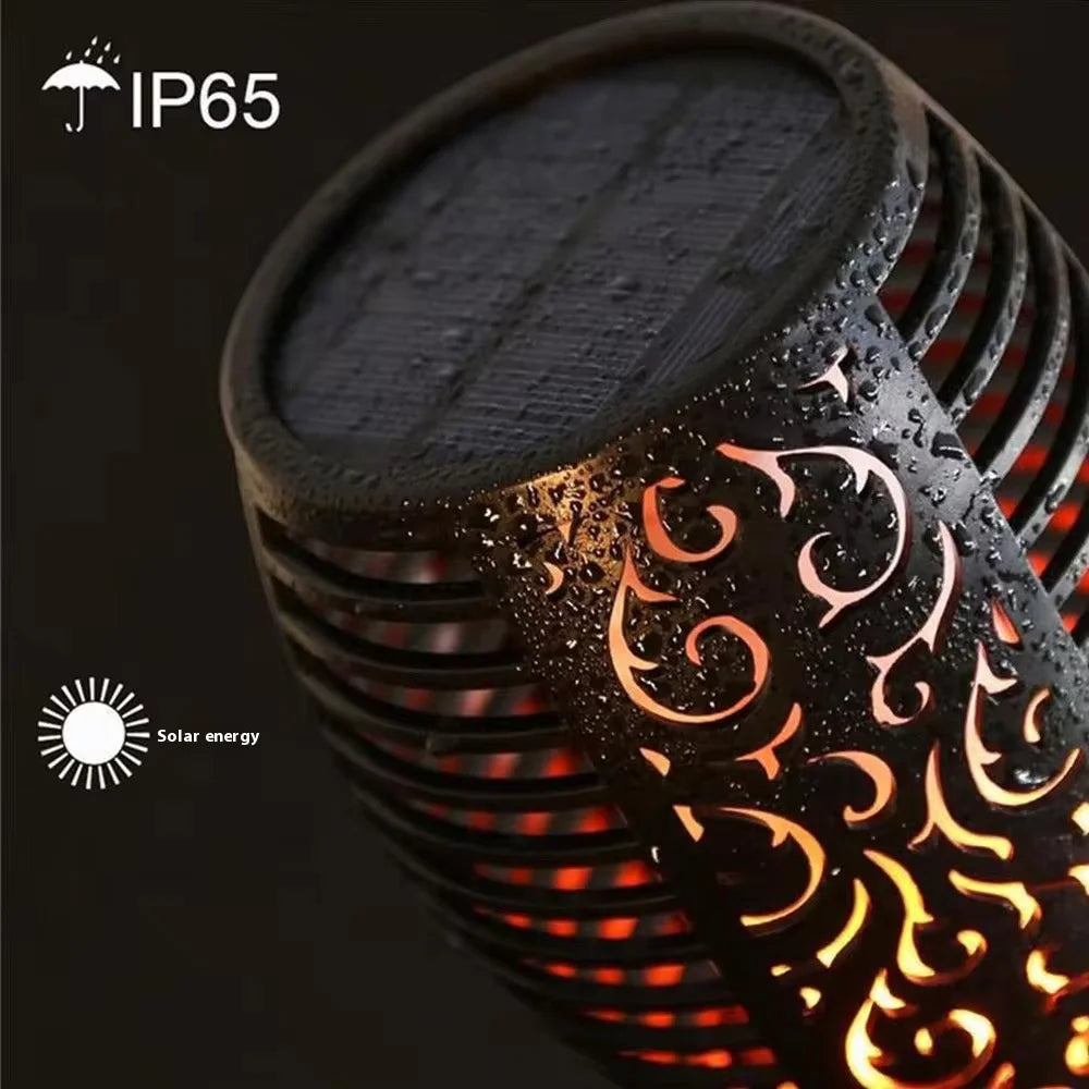 Solar Garden Flame Lights Flickering Flame Lamp Outdoor Lawn Light