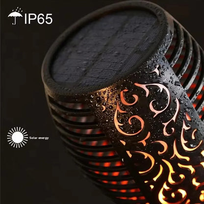 Solar Garden Flame Lights Flickering Flame Lamp Outdoor Lawn Light