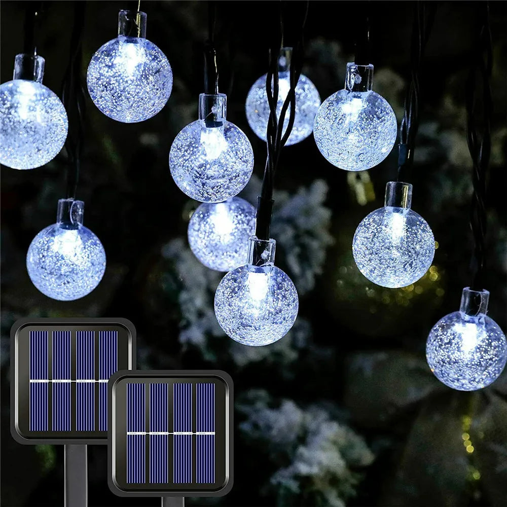 LED Solar Powered Crystal Ball Fairy String Lights Garden