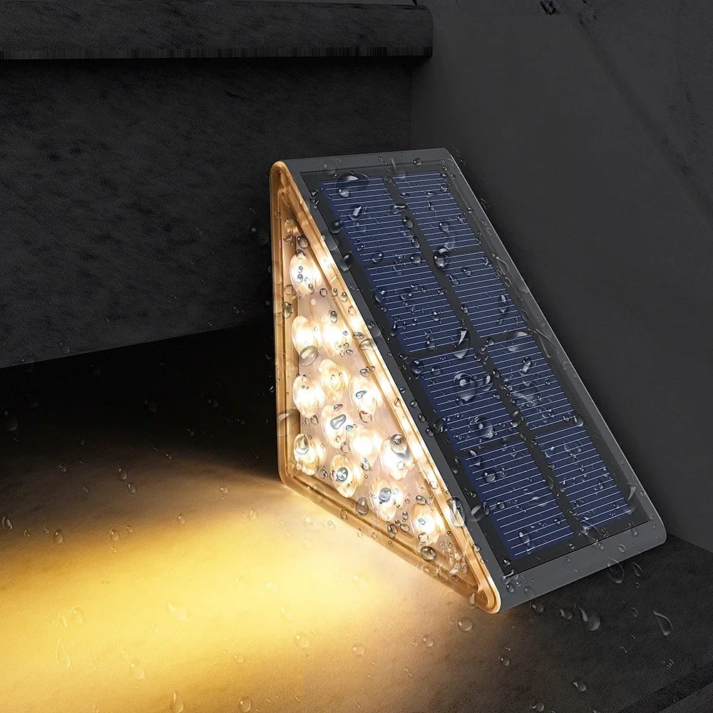 Solar powered staircase step lights, outdoor waterproof