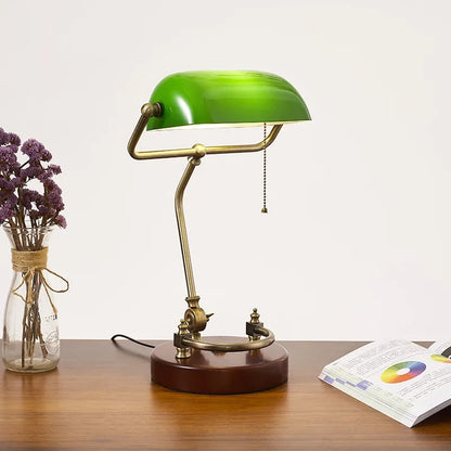 Classical Retro Vintage Metal Wood Bank Table Lamp Led