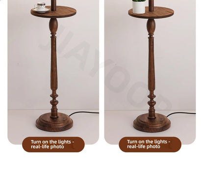 French Retro Solid Wood Floor Lamp Living Room Standing Lamp