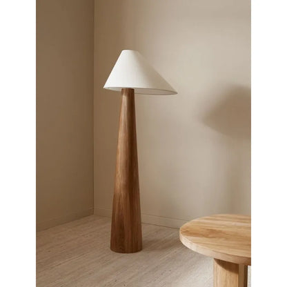 Wabi Sabi Zen Solid Oak Wood Conical Floor Lamp