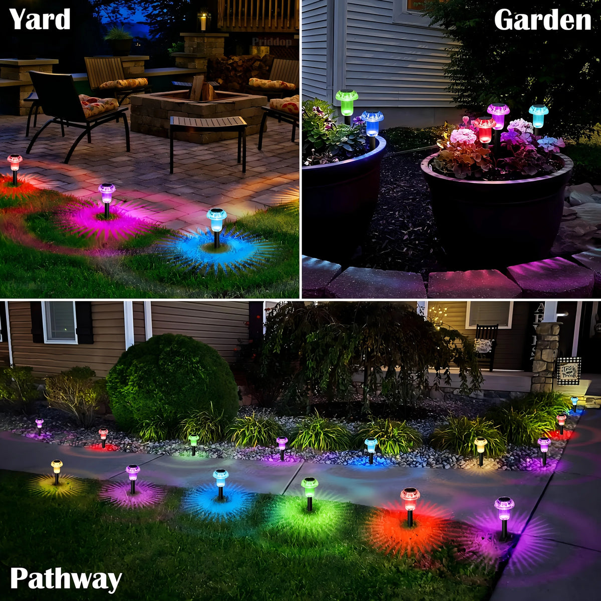 4 Pieces Solar Pathway Lights Outdoor Vibrant LED Mushroom