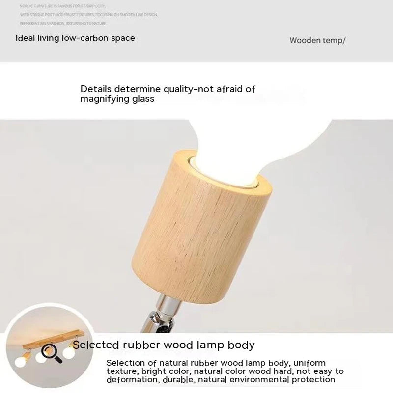 Wooden Spotlights Surface Mounted Household LED Rotating