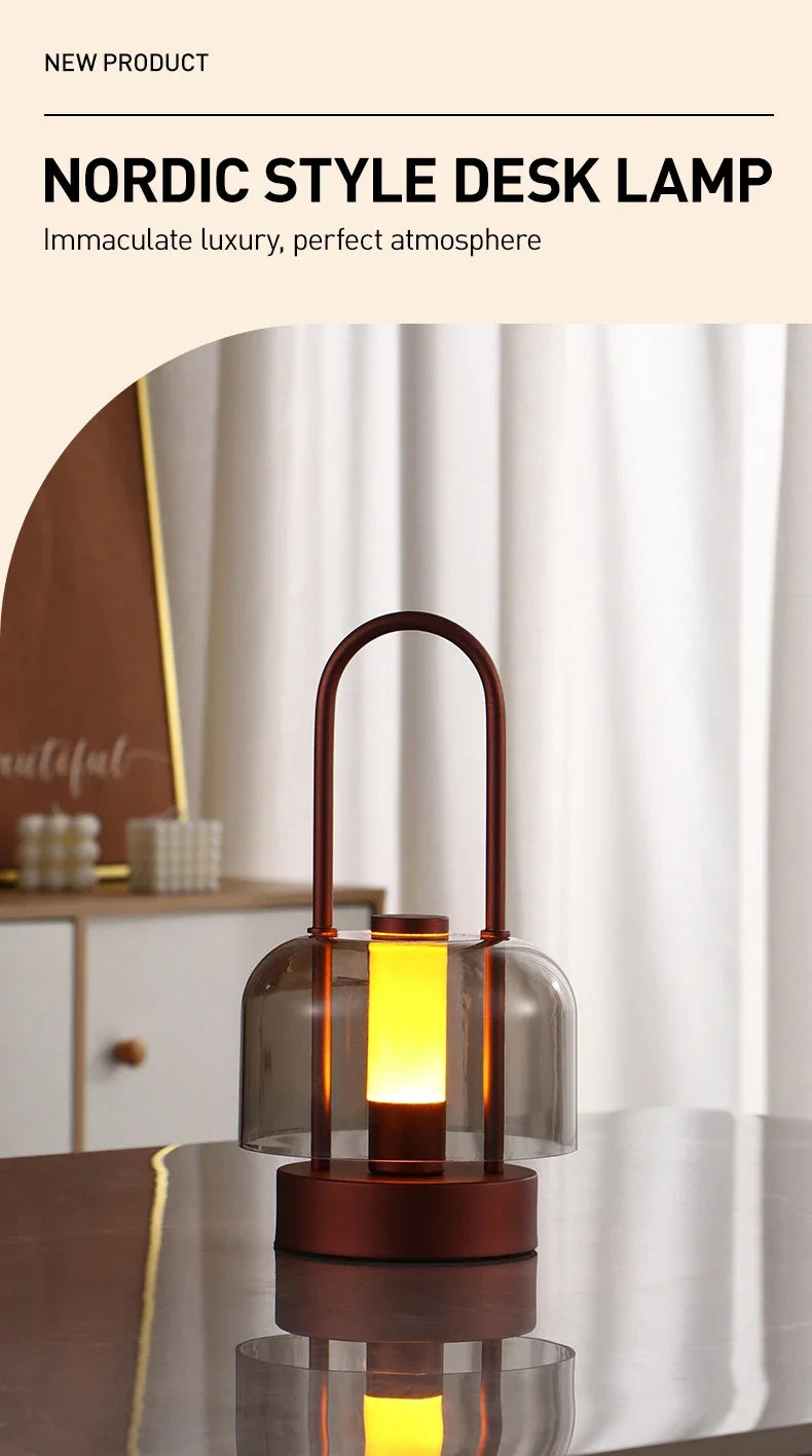 Modern Retro Nordic Desk Lamp Rechargeable Indoor Table Lamp