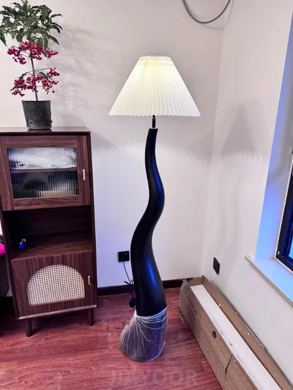 Vintage Living Room Floor Lamp Nordic Mushroom Wood Grain Light