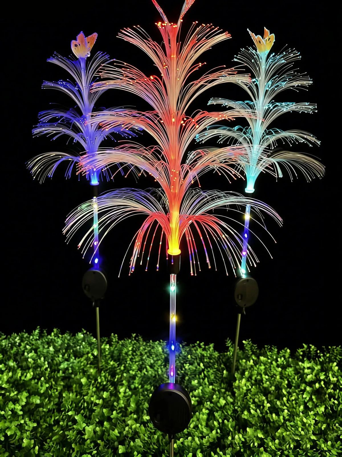 Solar Jellyfish Garden Stake Lights, Color Changing Fiber Optic Star