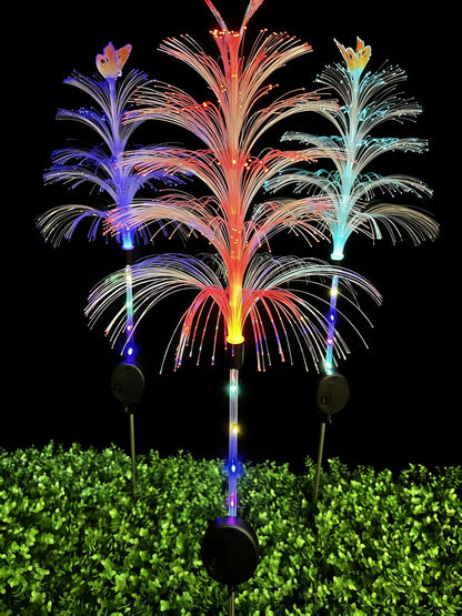 Solar Jellyfish Garden Stake Lights, Color Changing Fiber Optic Star