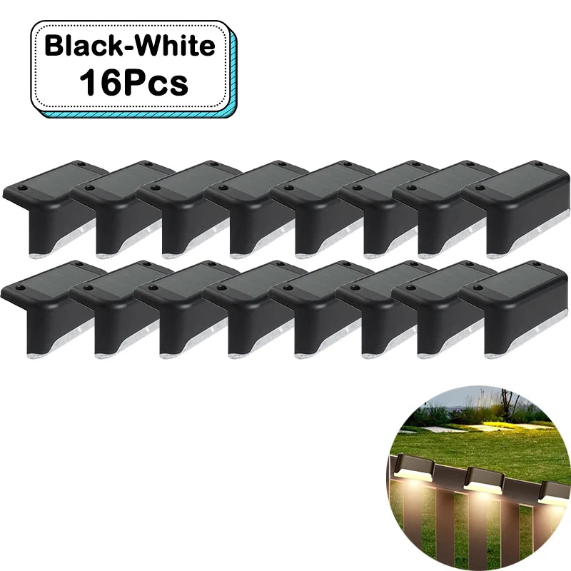 Outdoor Solar Step Lights Warm White LED Waterproof Stair Path Lighting