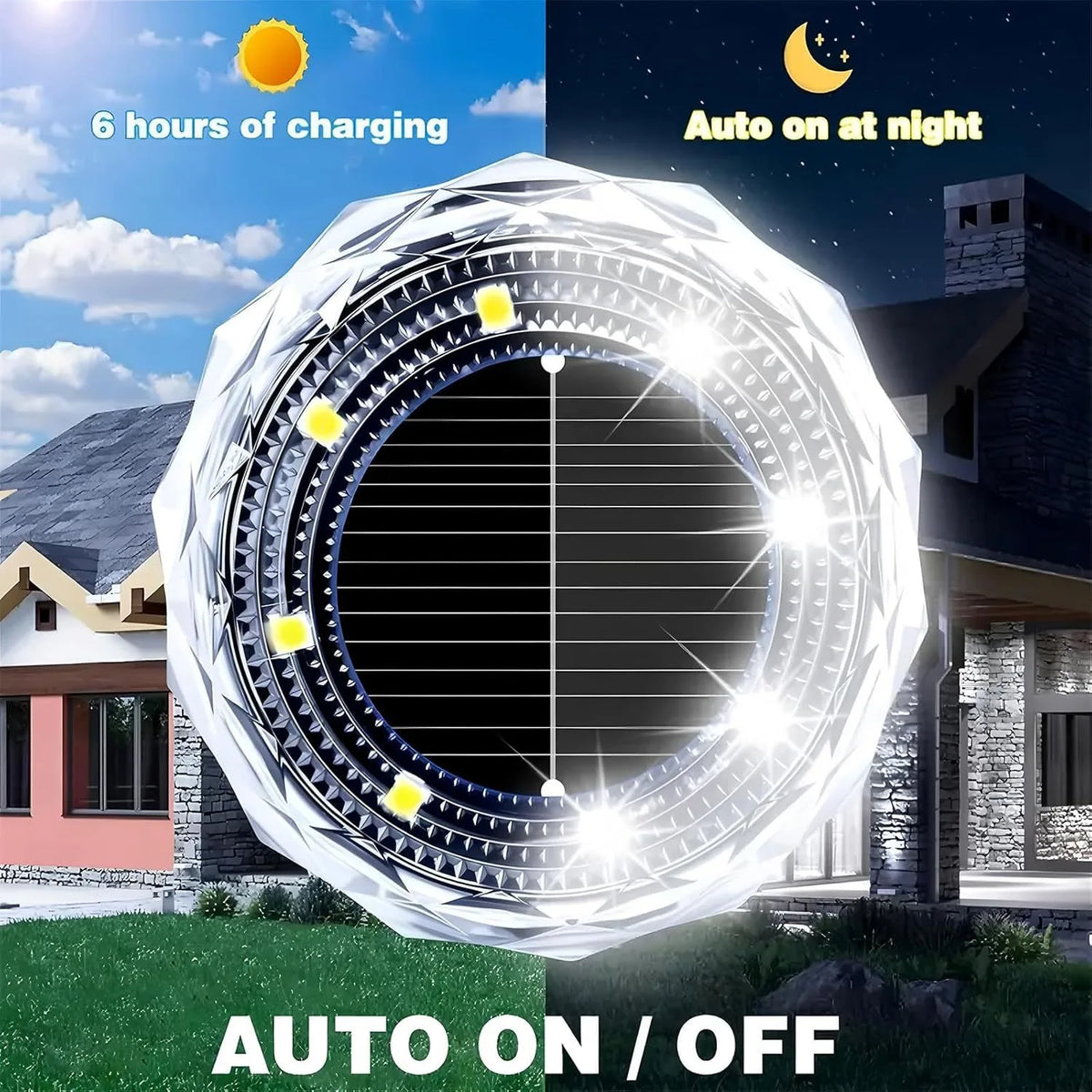 4Pack Outdoor Solar Ground Buried Light Crystal Diamond